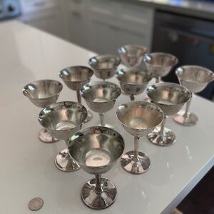 12 silver plate wine/martini glasses